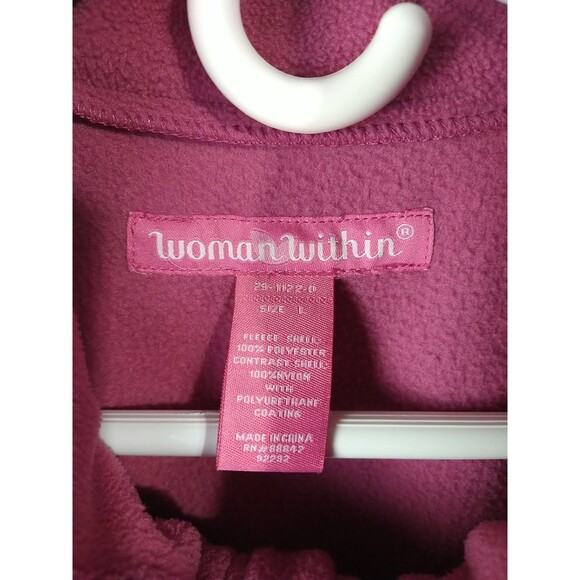 Woman Within L Fleece/Nylon Jacket Adjustable Waist Full Zip Pockets - Picture 3 of 9